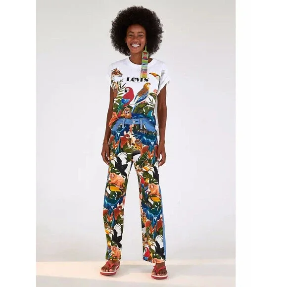 Levi's x FARM Ribcage Straight Cropped Jeans - Picture 2 of 5